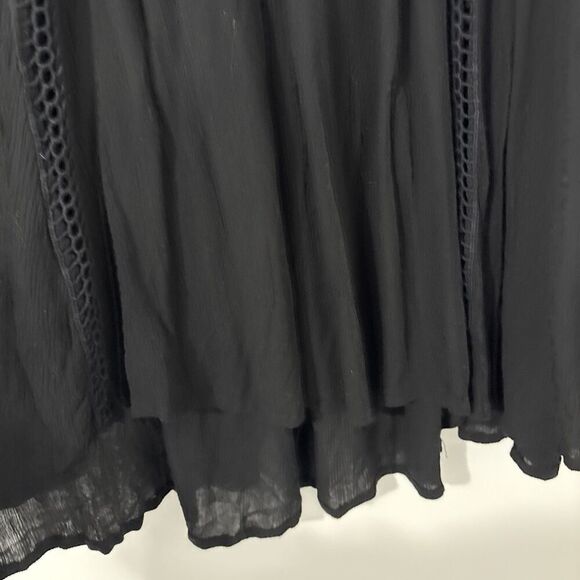 FREE PEOPLE Black Just the Two of Us Crochet Lace Inset High Low Tunic Top XS - Picture 11 of 15